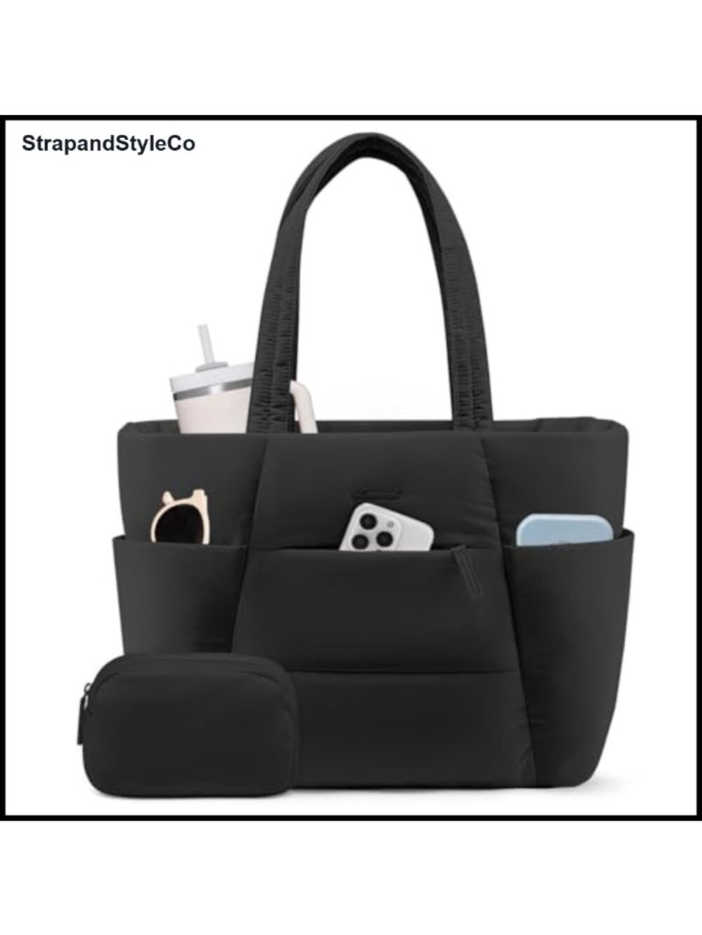 Puffer Tote Bag 40oz Tumbler Holder Laptop Travel Work Weekender